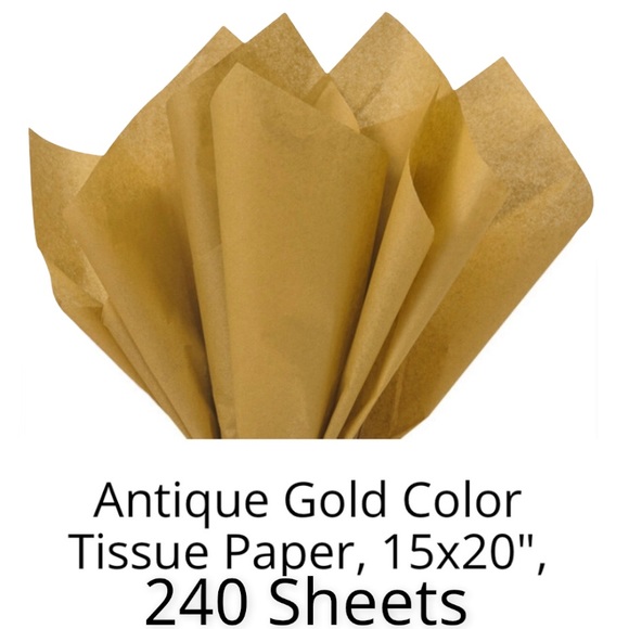 Mailers And More Other - Tissue Paper, Antique Gold, Bulk Pack, 240 Sheets, 15x20